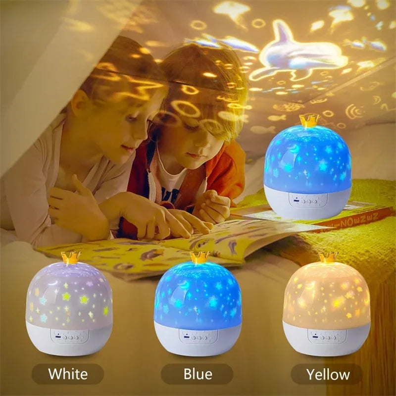 Rotating Star Crown Projector Night Light