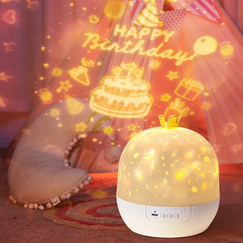 Rotating Star Crown Projector Night Light