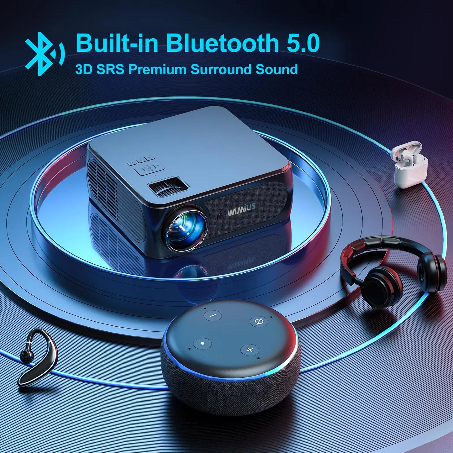 WIMIUS K8 1080P Full HD Projector – 4K, 5G WiFi & Bluetooth