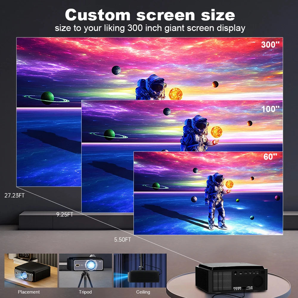 DESS 2025 4K Portable LED Projector – 2500 Lumens, WiFi6 & BT5.2