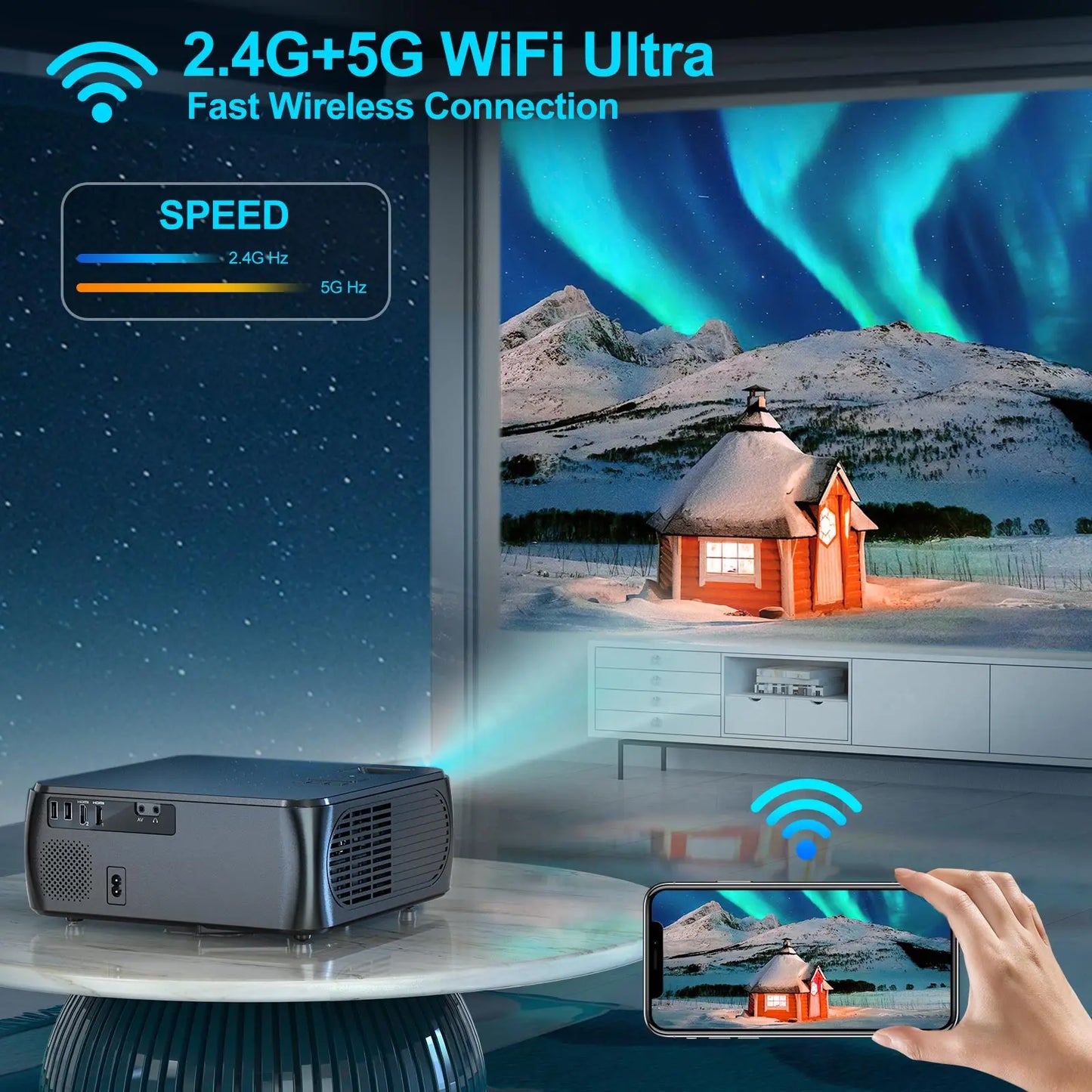 WIMIUS K8 1080P Full HD Projector – 4K, 5G WiFi & Bluetooth