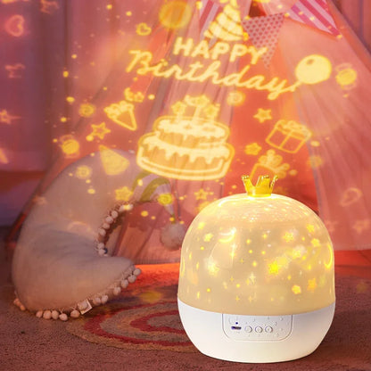 Rotating Star Crown Projector Night Light