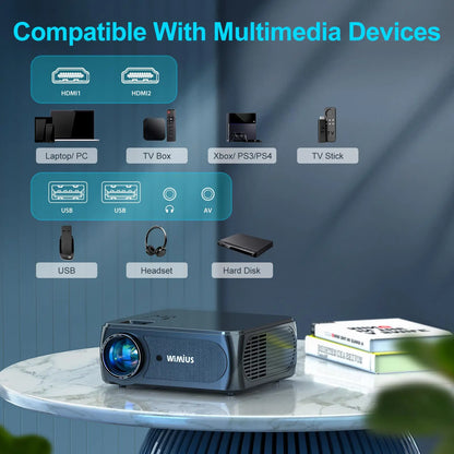 WIMIUS K8 1080P Full HD Projector – 4K, 5G WiFi & Bluetooth