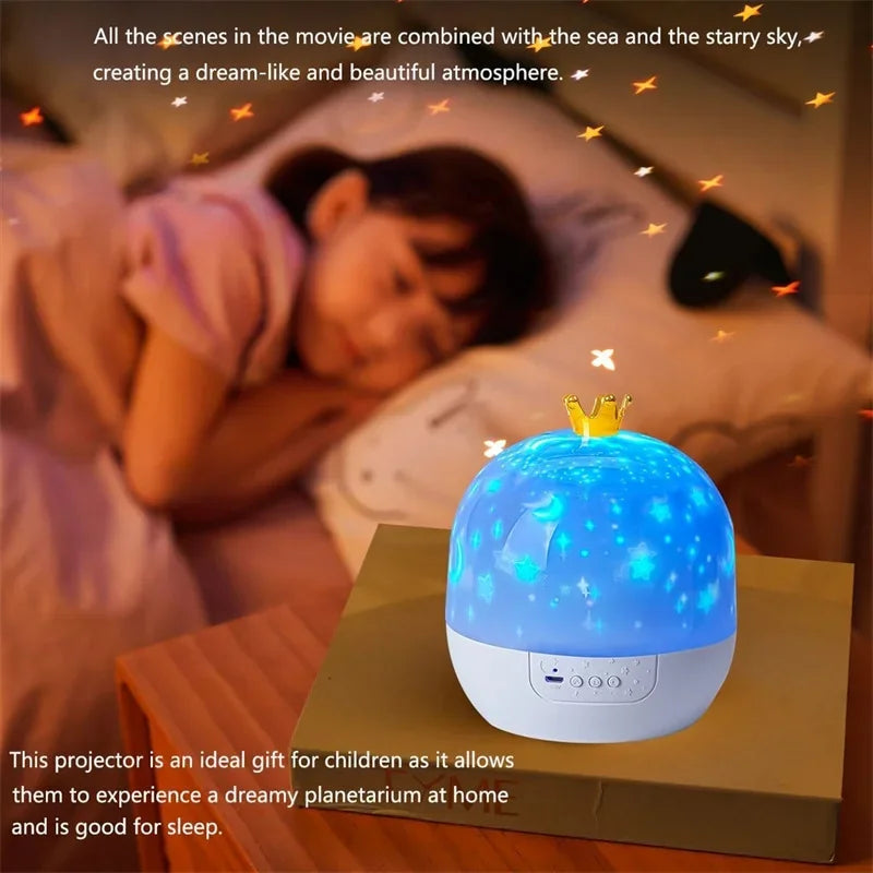 Rotating Star Crown Projector Night Light