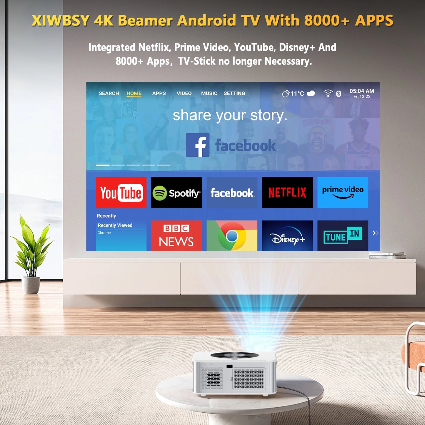 XIWBSY 2025 4K Smart Projector – AutoFocus & WiFi6