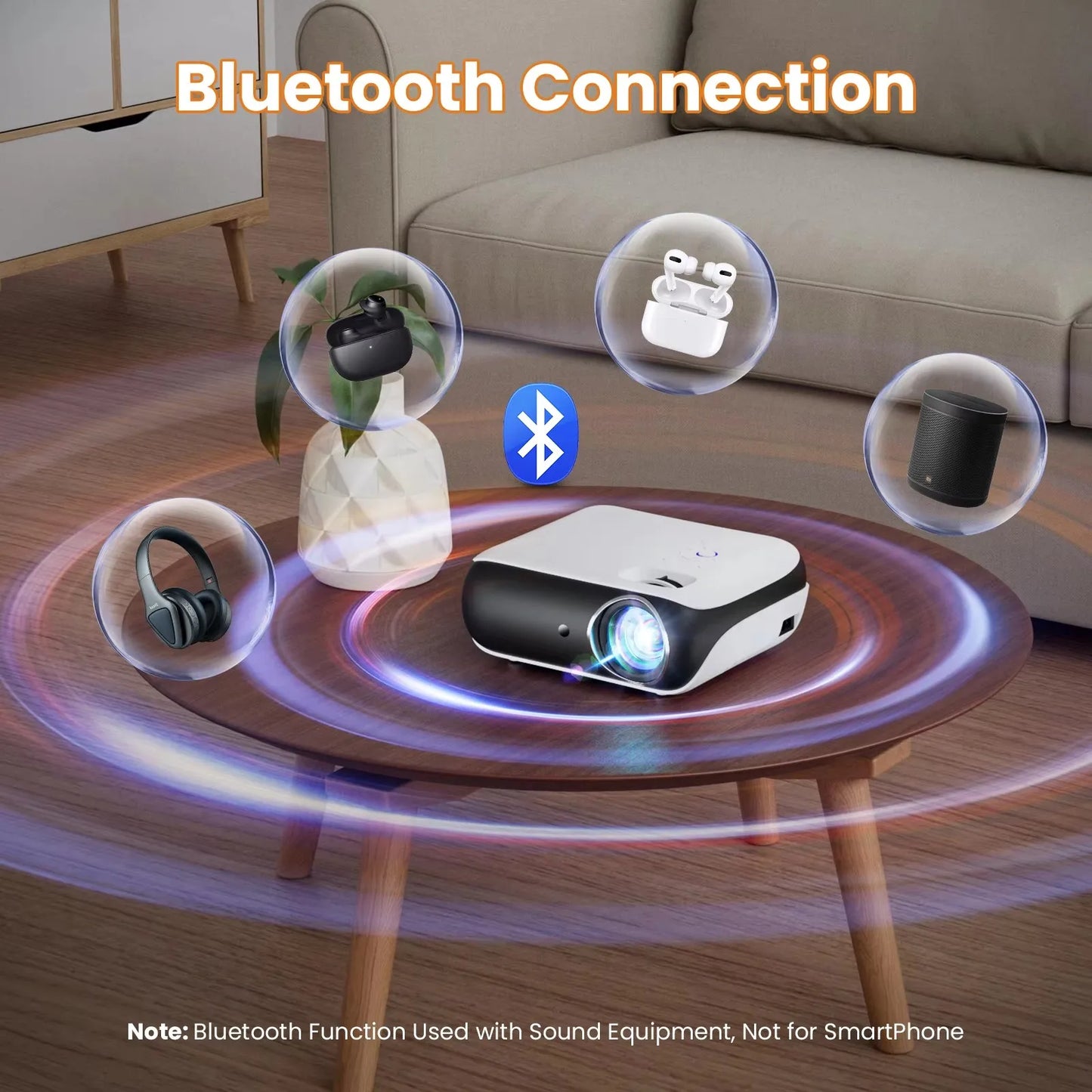 NitProjector Full HD 1080P Bluetooth Portable