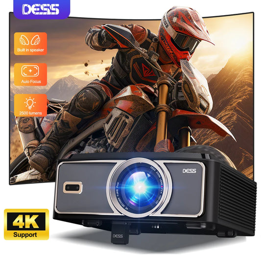 DESS 2025 4K Portable LED Projector – 2500 Lumens, WiFi6 & BT5.2